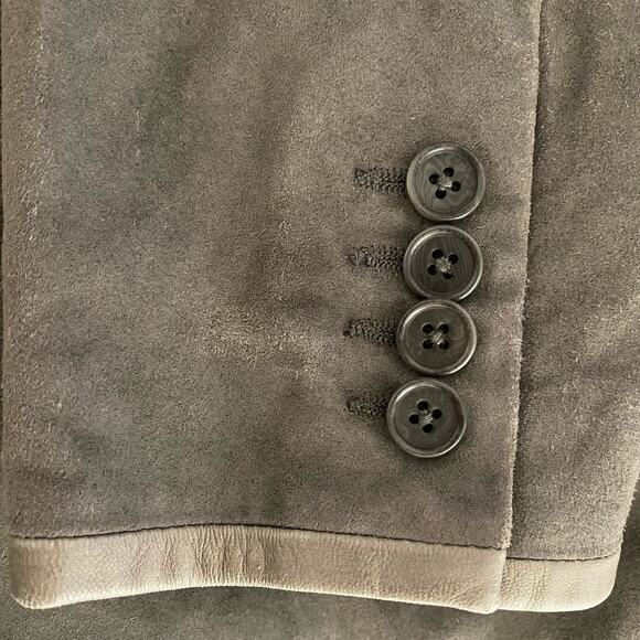 John Varvatos Star USA Suede Leather Blazer Jacket Cowskin Lambskin Gray Medium - Picture 12 of 16